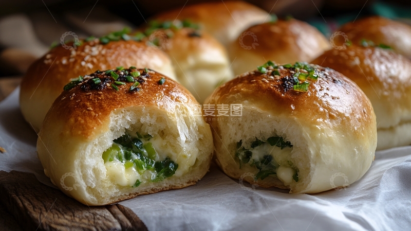 高清大图下载【趣麦麦图】葱香面包4