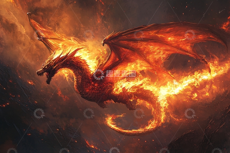 高清大图下载【趣麦麦图】飞龙火球