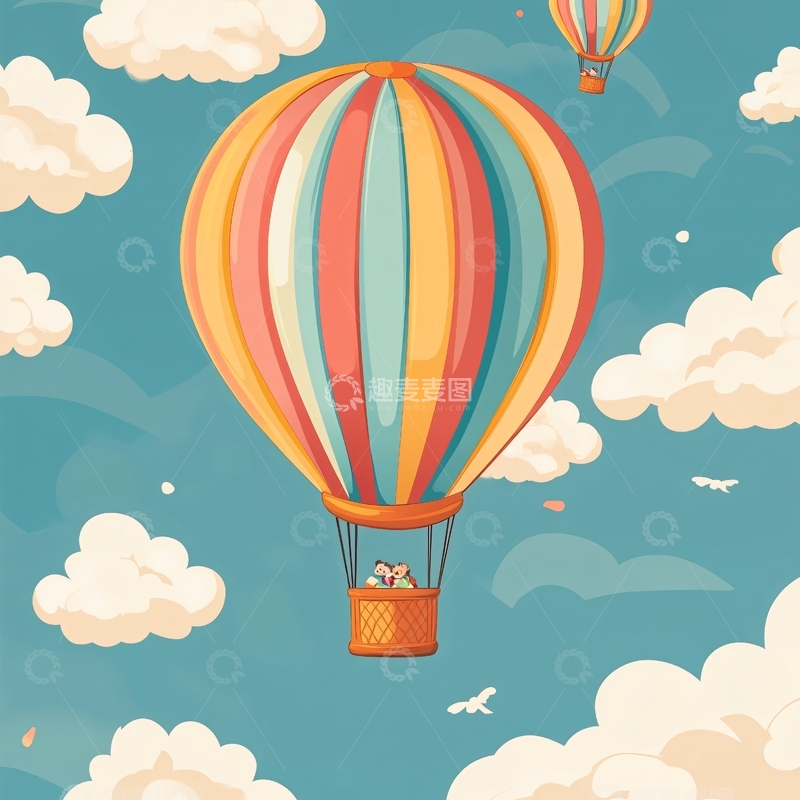 高清大图下载【趣麦麦图】热气球插画