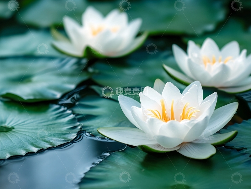 高清大图下载【趣麦麦图】高清白色睡莲2