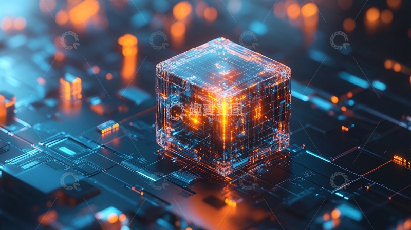 高清大图下载【趣麦麦图】发光橙色立方体