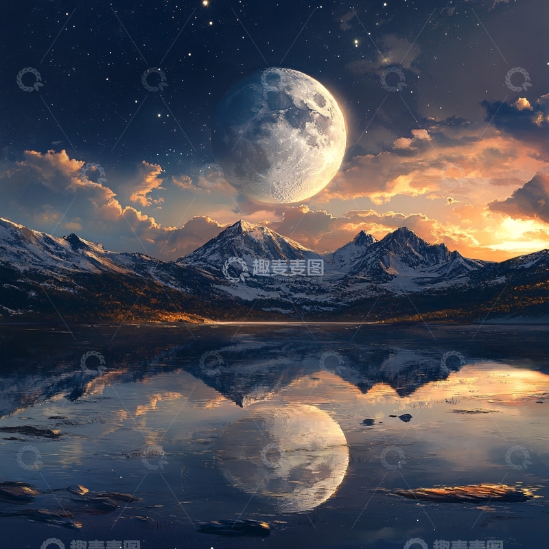 高清大图下载【趣麦麦图】蓝月夜梦幻唯美奇幻1