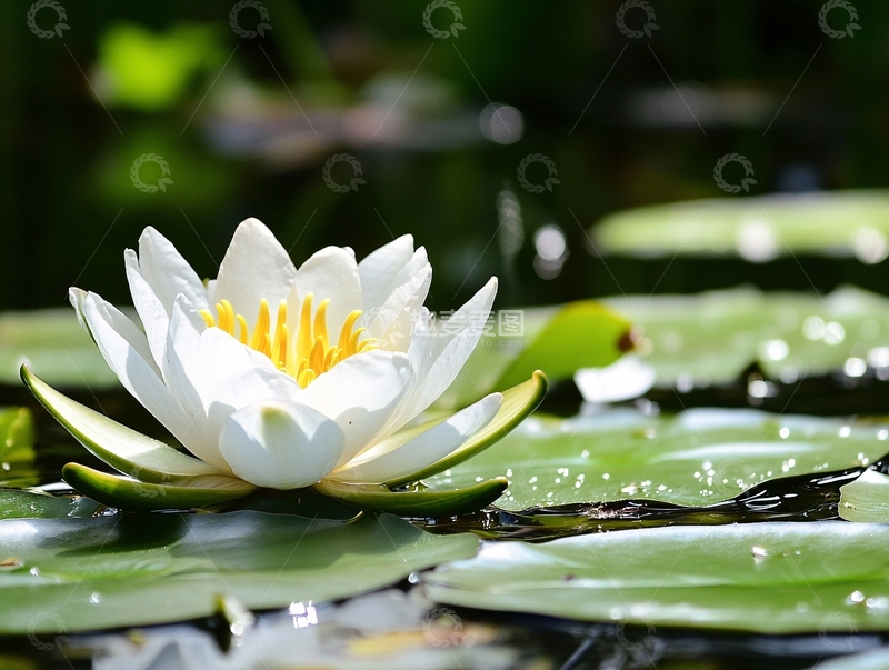 高清大图下载【趣麦麦图】高清白色睡莲