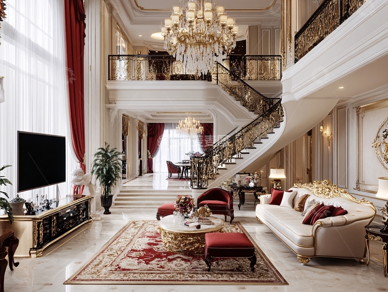 高清大图下载【趣麦麦图】-别墅挑高客厅