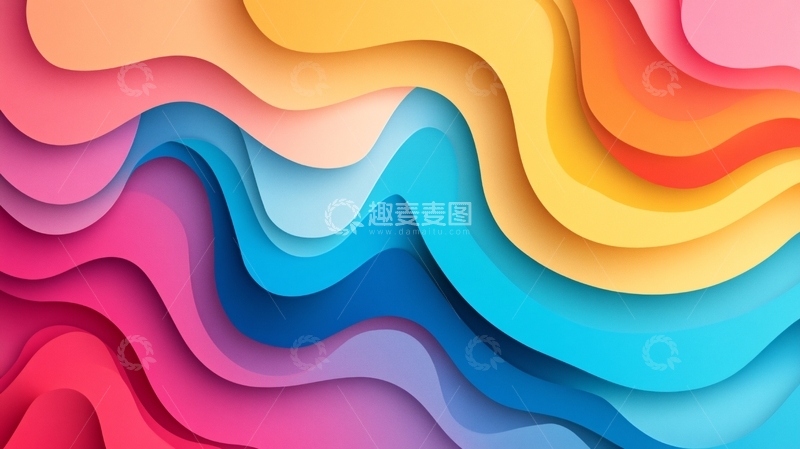 高清大图下载【趣麦麦图】多彩剪纸曲面3