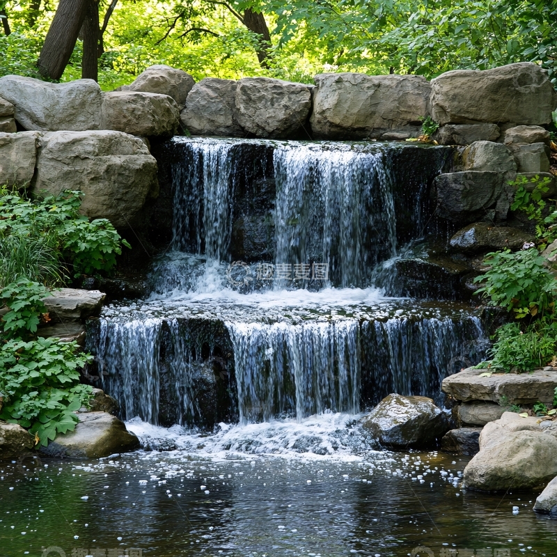 高清大图下载【趣麦麦图】人造小瀑布
