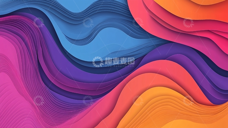 高清大图下载【趣麦麦图】多彩剪纸曲面