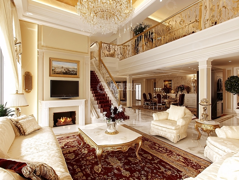 高清大图下载【趣麦麦图】欧式别墅客厅1