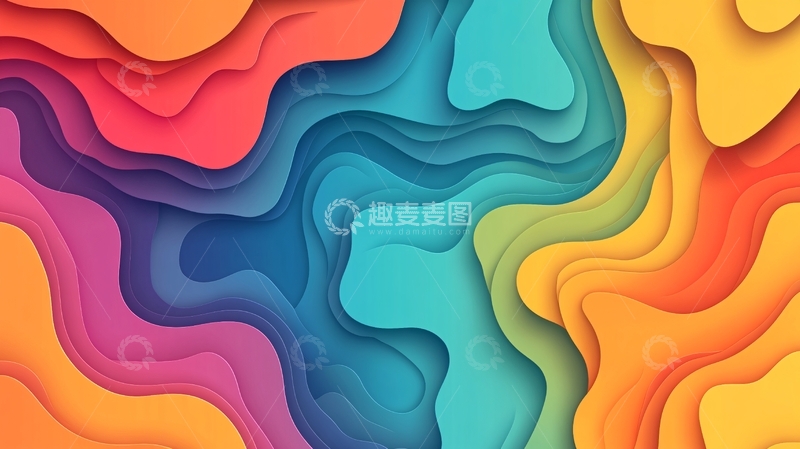高清大图下载【趣麦麦图】多彩剪纸曲面2