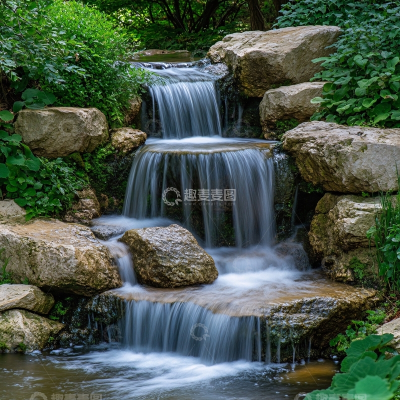 高清大图下载【趣麦麦图】小区叠水