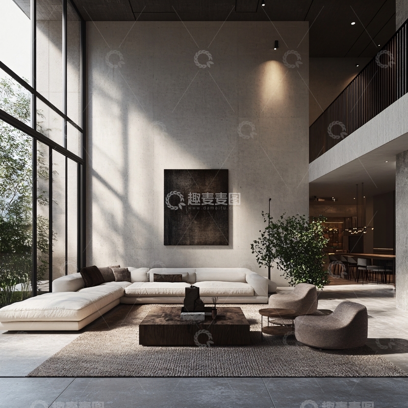 高清大图下载【趣麦麦图】大气客厅落地门窗场景11