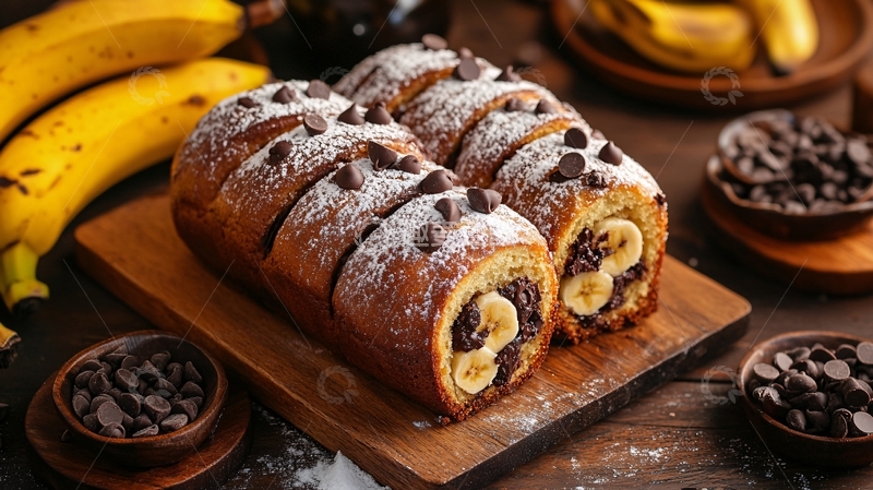 高清大图下载【趣麦麦图】香蕉巧克力吐司
