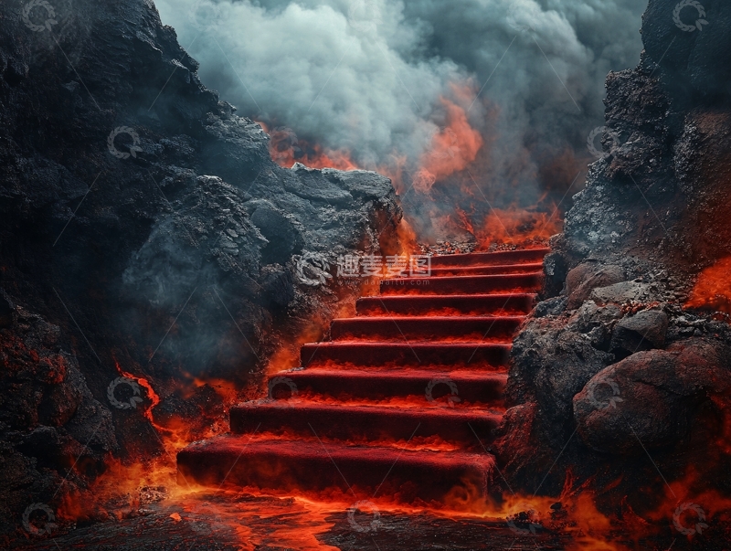 高清大图下载【趣麦麦图】火焰中的台阶