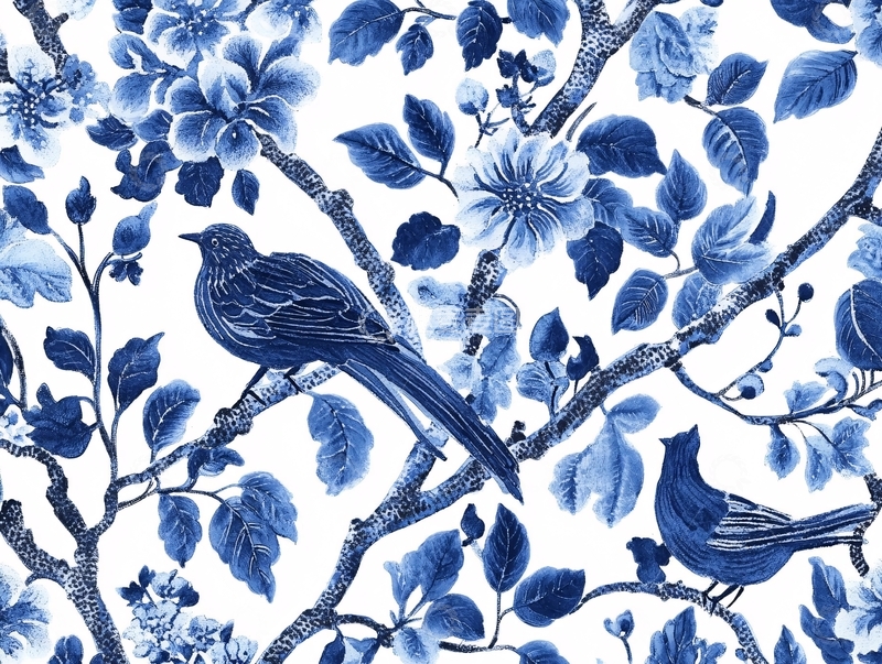 高清大图下载【趣麦麦图】蓝色花鸟图1