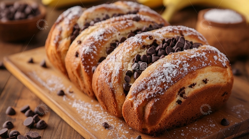 高清大图下载【趣麦麦图】美味面包巧克力豆