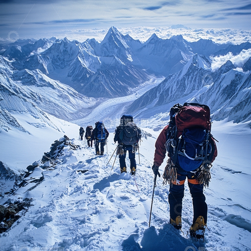 高清大图下载【趣麦麦图】登山队背影2