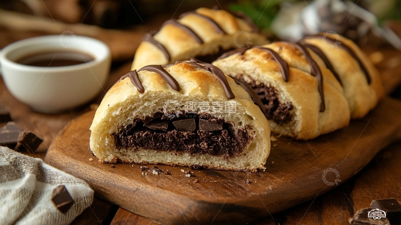 高清大图下载【趣麦麦图】巧克力夹心面包