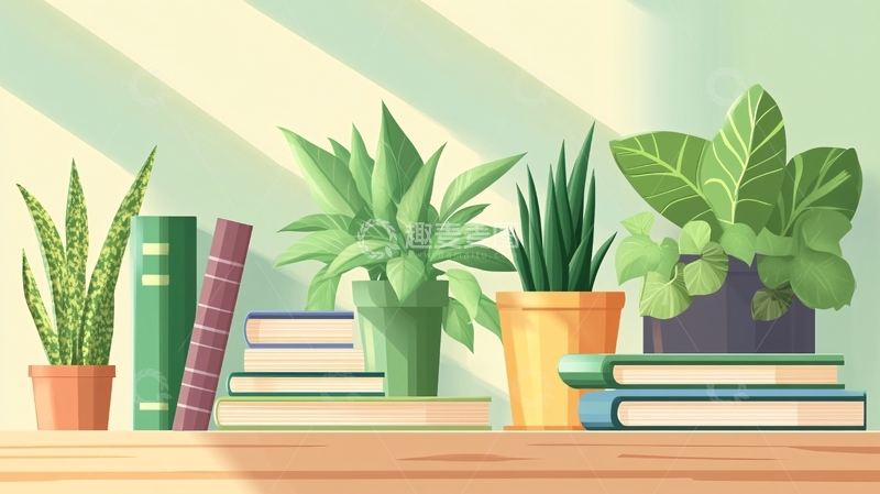 高清大图下载【趣麦麦图】书架插画1