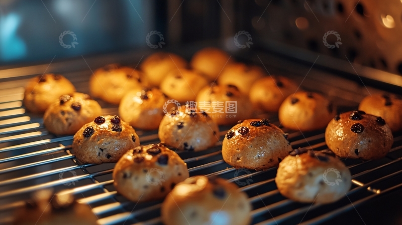 高清大图下载【趣麦麦图】-烤箱里的蛋黄酥