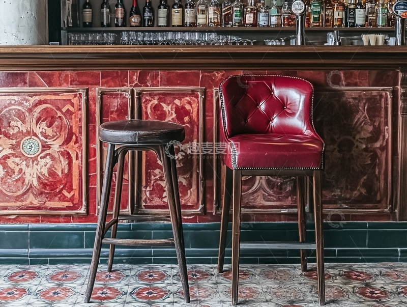 高清大图下载【趣麦麦图】餐厅吧台巴凳特写
