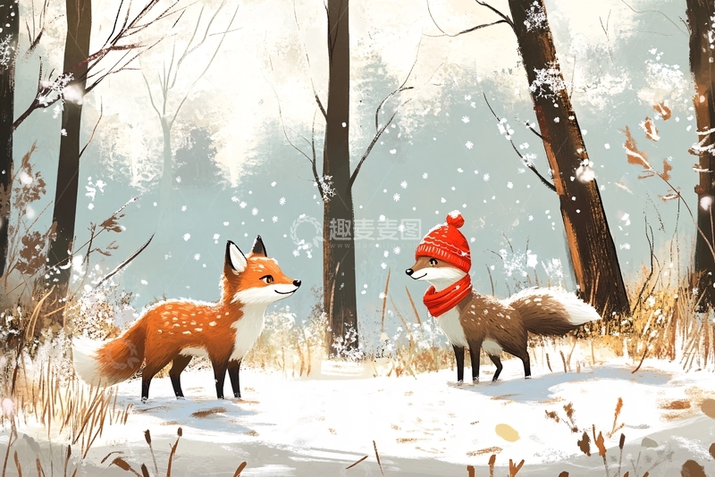 高清大图下载【趣麦麦图】款冬插画