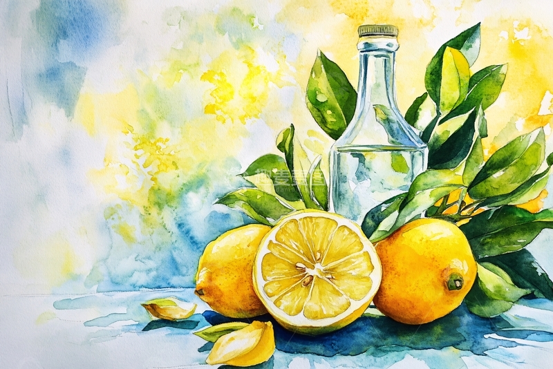 高清大图下载【趣麦麦图】水彩柠檬画2