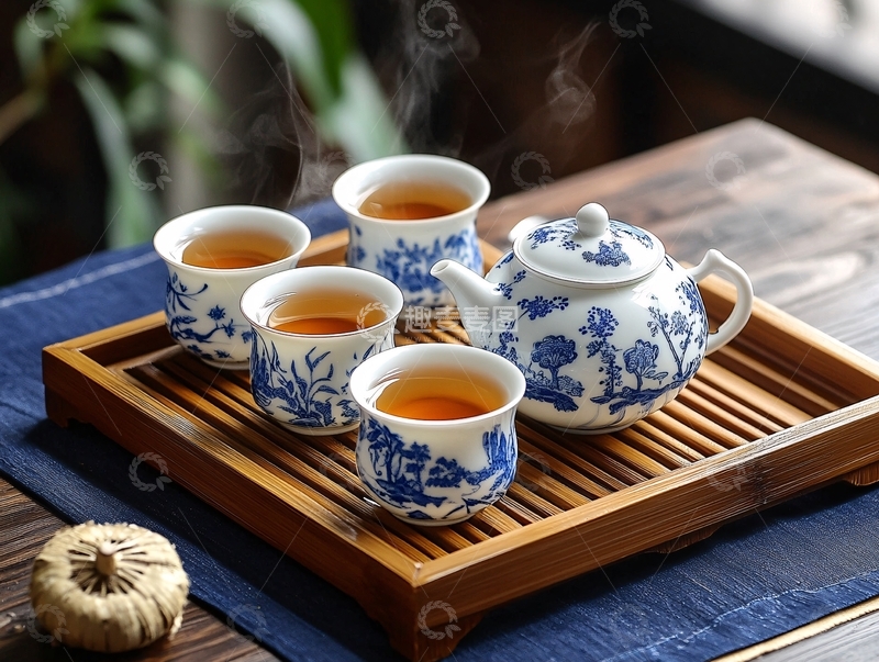 高清大图下载【趣麦麦图】青花茶具
