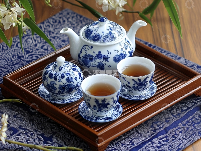 高清大图下载【趣麦麦图】青花瓷茶具3