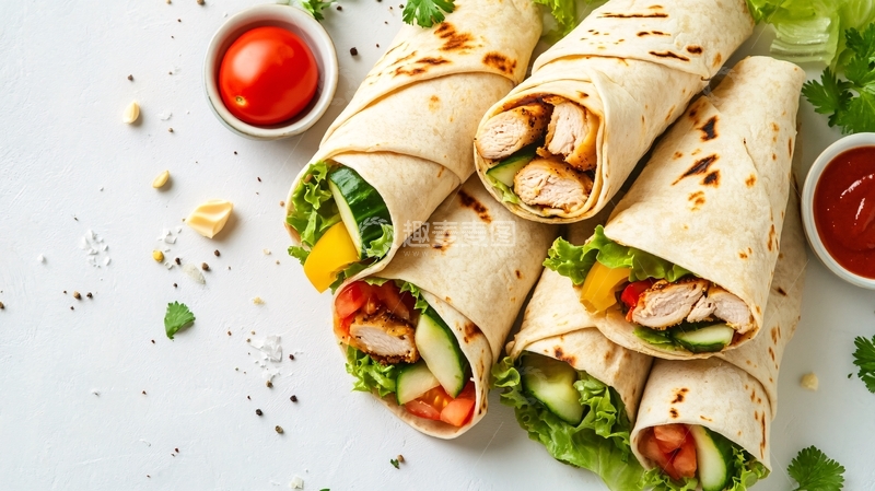 高清大图下载【趣麦麦图】墨西哥鸡肉卷白底图片