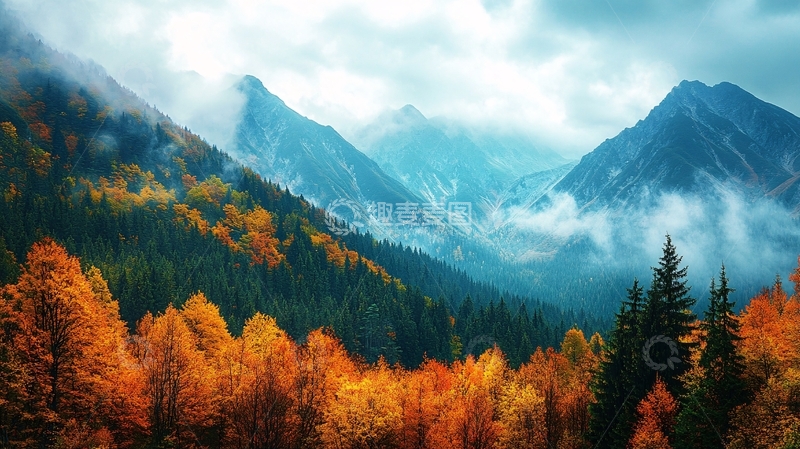高清大图下载【趣麦麦图】雨雾库尔德宁山谷