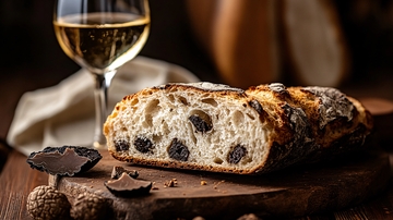 面包红酒暖黄色背景