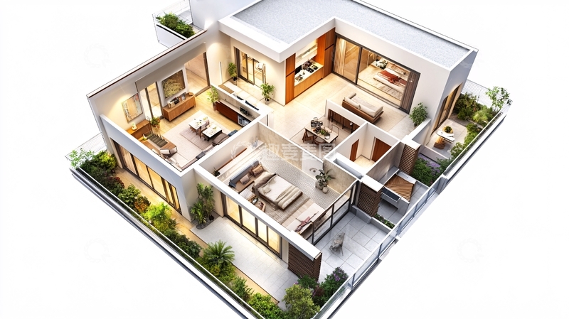 高清大图下载【趣麦麦图】地产户型图渲染3