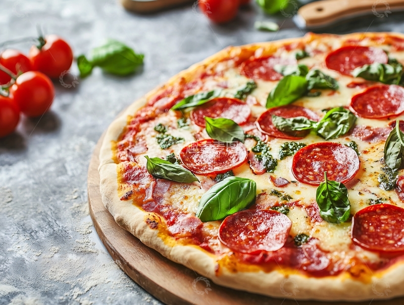 高清大图下载【趣麦麦图】意大利腊肠披萨