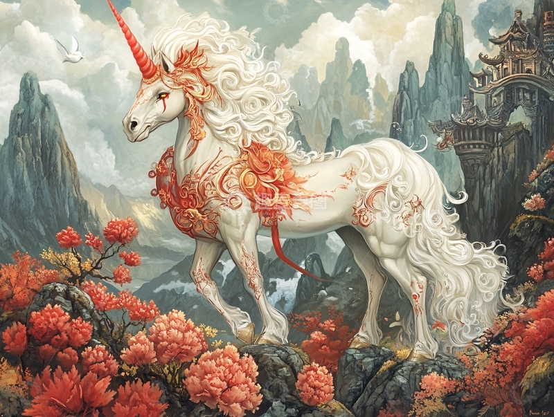 高清大图下载【趣麦麦图】梦幻独角兽插画