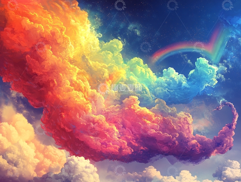 高清大图下载【趣麦麦图】星星云朵彩虹2
