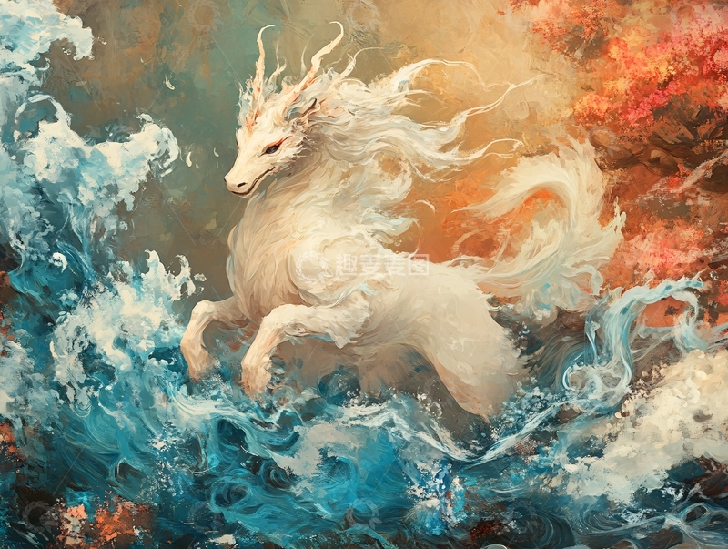 高清大图下载【趣麦麦图】九尾白狐插画