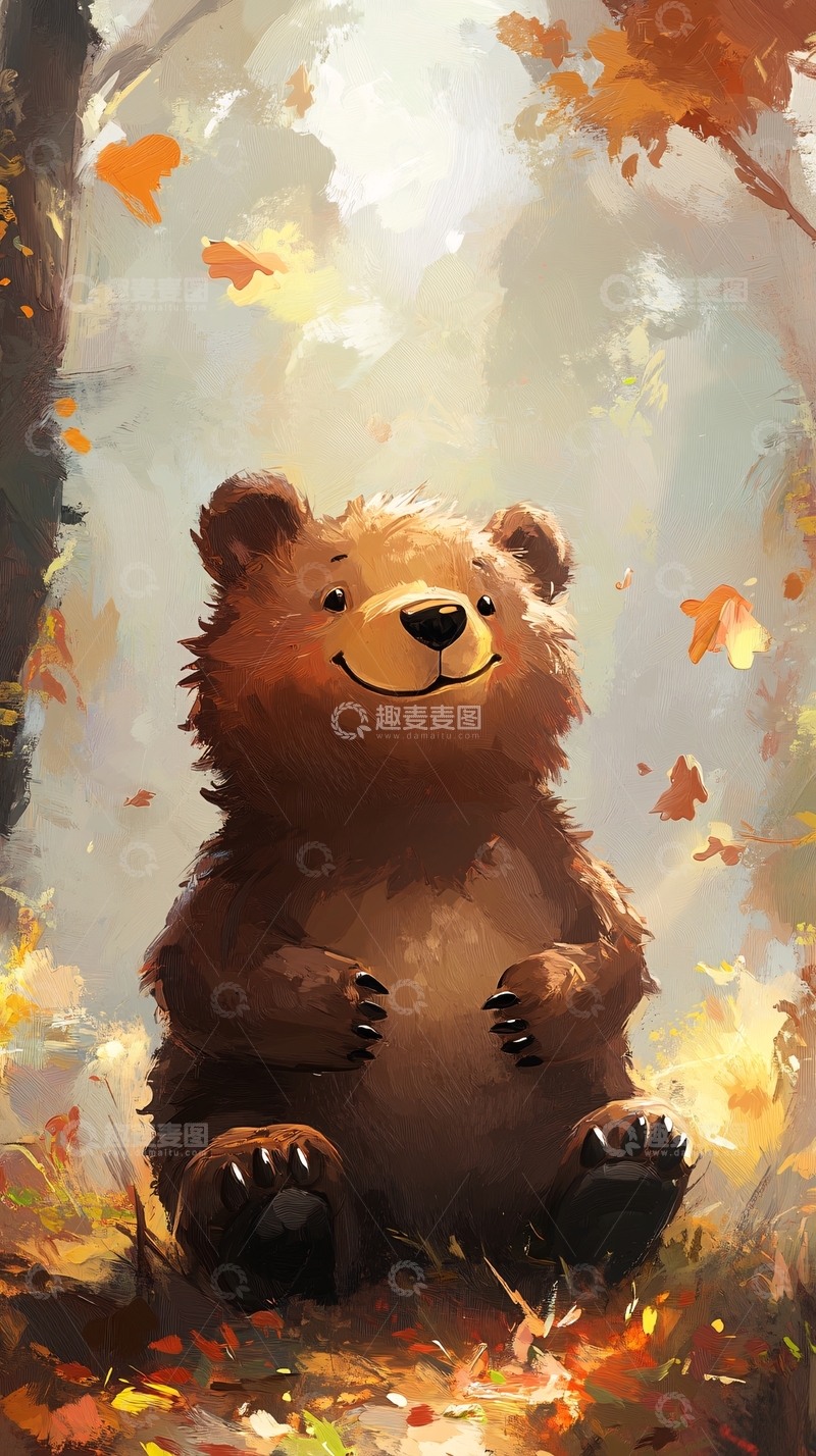 高清大图下载【趣麦麦图】插画小熊