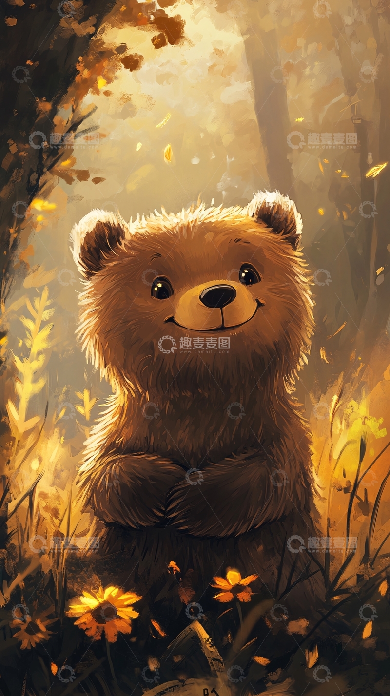 高清大图下载【趣麦麦图】插画小熊1