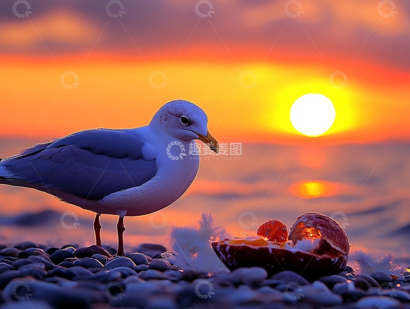 高清大图下载【趣麦麦图】午后暖阳海鸟