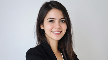 业务棕色的头发微笑着