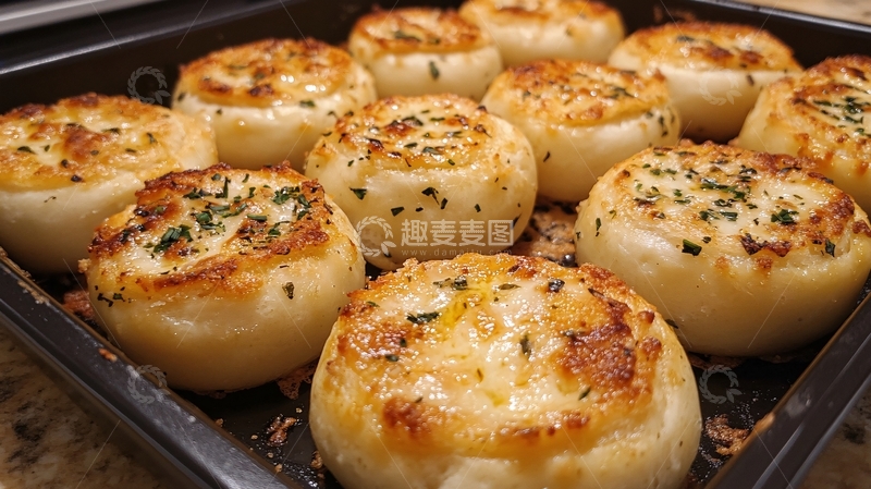 高清大图下载【趣麦麦图】-迷你蒜香面包卷