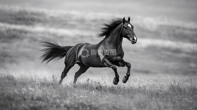 高清大图下载【趣麦麦图】奔跑中的骏马