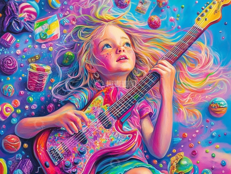 高清大图下载【趣麦麦图】儿童插画插画吉他