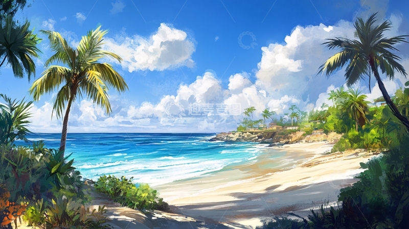 高清大图下载【趣麦麦图】海滩风景画3