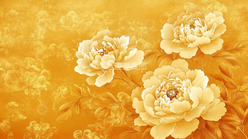 高清大图下载【趣麦麦图】金牡丹墙纸