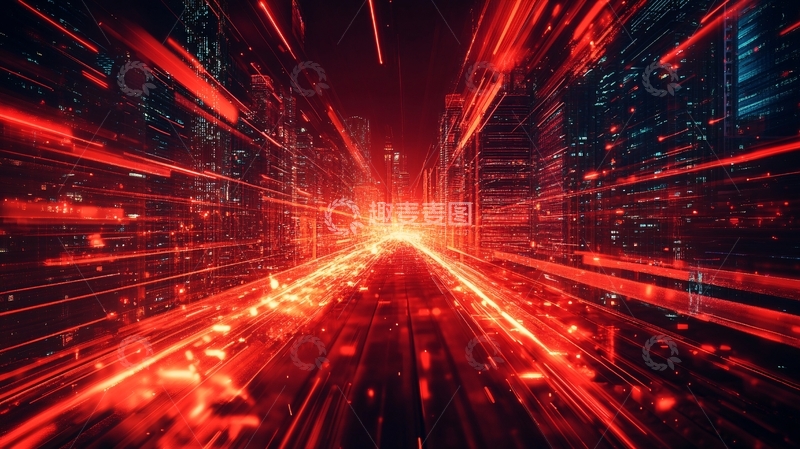 高清大图下载【趣麦麦图】红色科技风背景