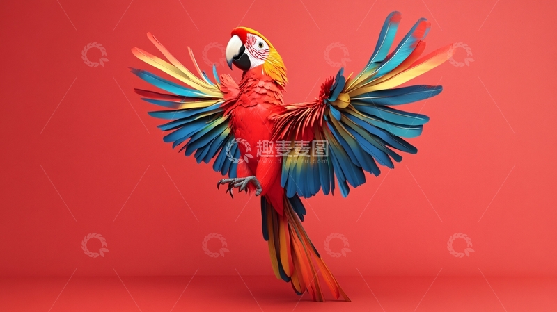 高清大图下载【趣麦麦图】红蓝金刚鹦鹉