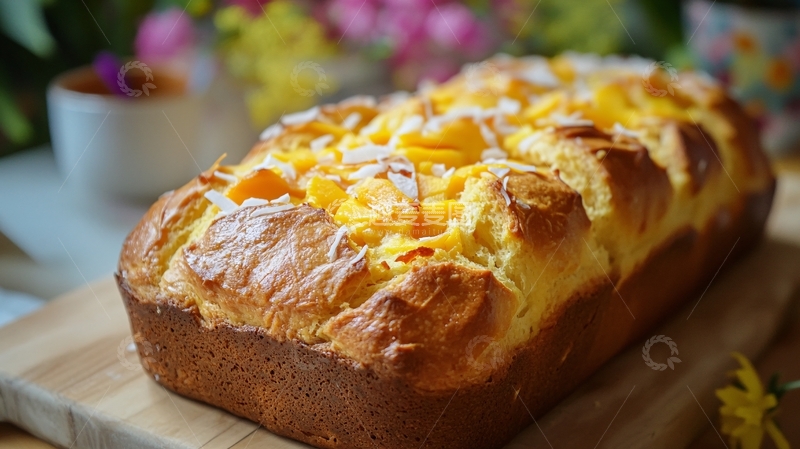 高清大图下载【趣麦麦图】黄桃起司面包