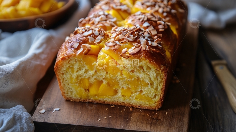 高清大图下载【趣麦麦图】黄桃芝士面包1