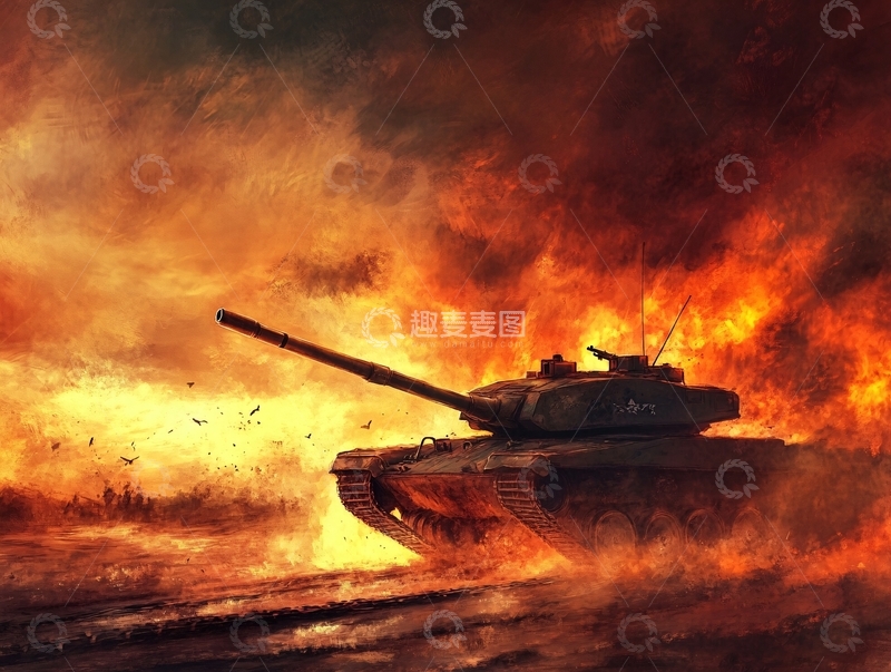 高清大图下载【趣麦麦图】坦克插画